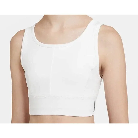 NWT Nike Swoosh Luxe Big Kids' Longline Sports Bra White Size XS - Picture 1 of 2